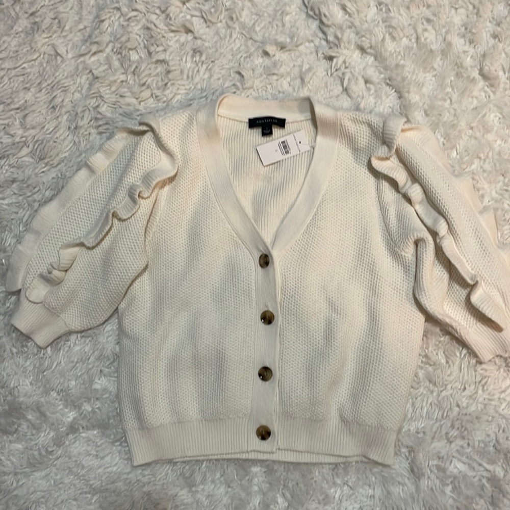 Ann Taylor cardigan cream white small NWT
